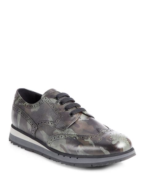 prada wingtip sneakers|Prada leather sneakers.